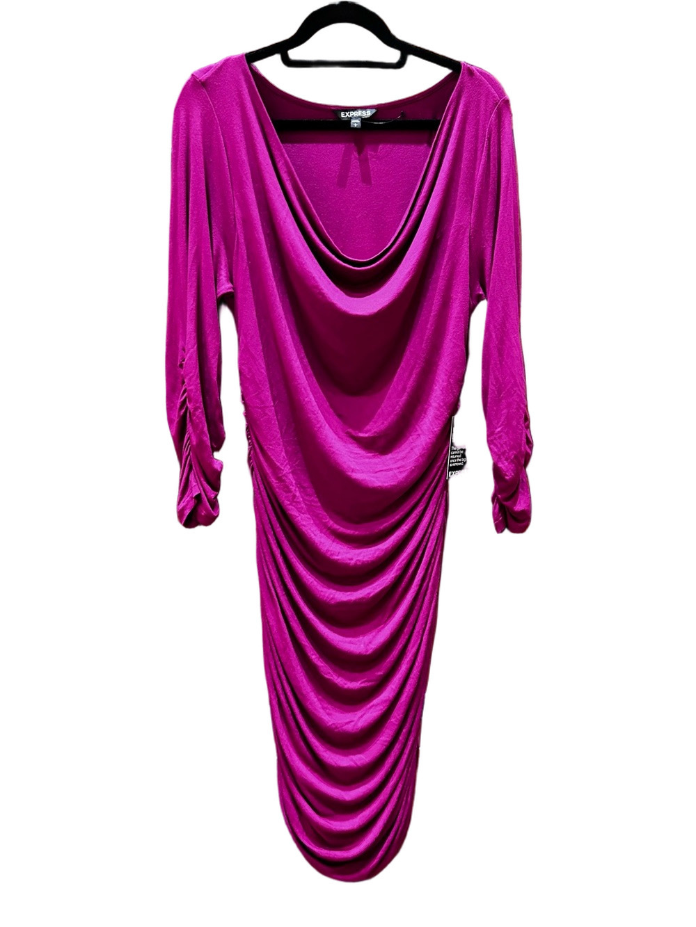 Express Draped Magenta Midi Dress, Size